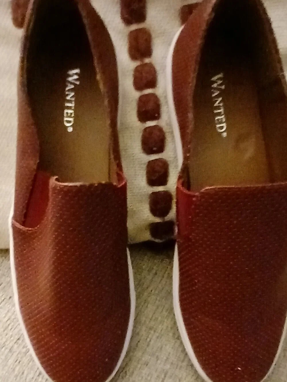 Wanted Women's Wine Perforated Slip-On Sneakers Espadrilles Sz 7.5